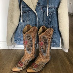 Corral Vintage Saddle-Blue Jean Wing Western Boots, Women Size 7